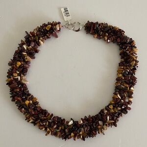 Multicolor natural stone Agate Jasper nugget beaded cluster collar necklace